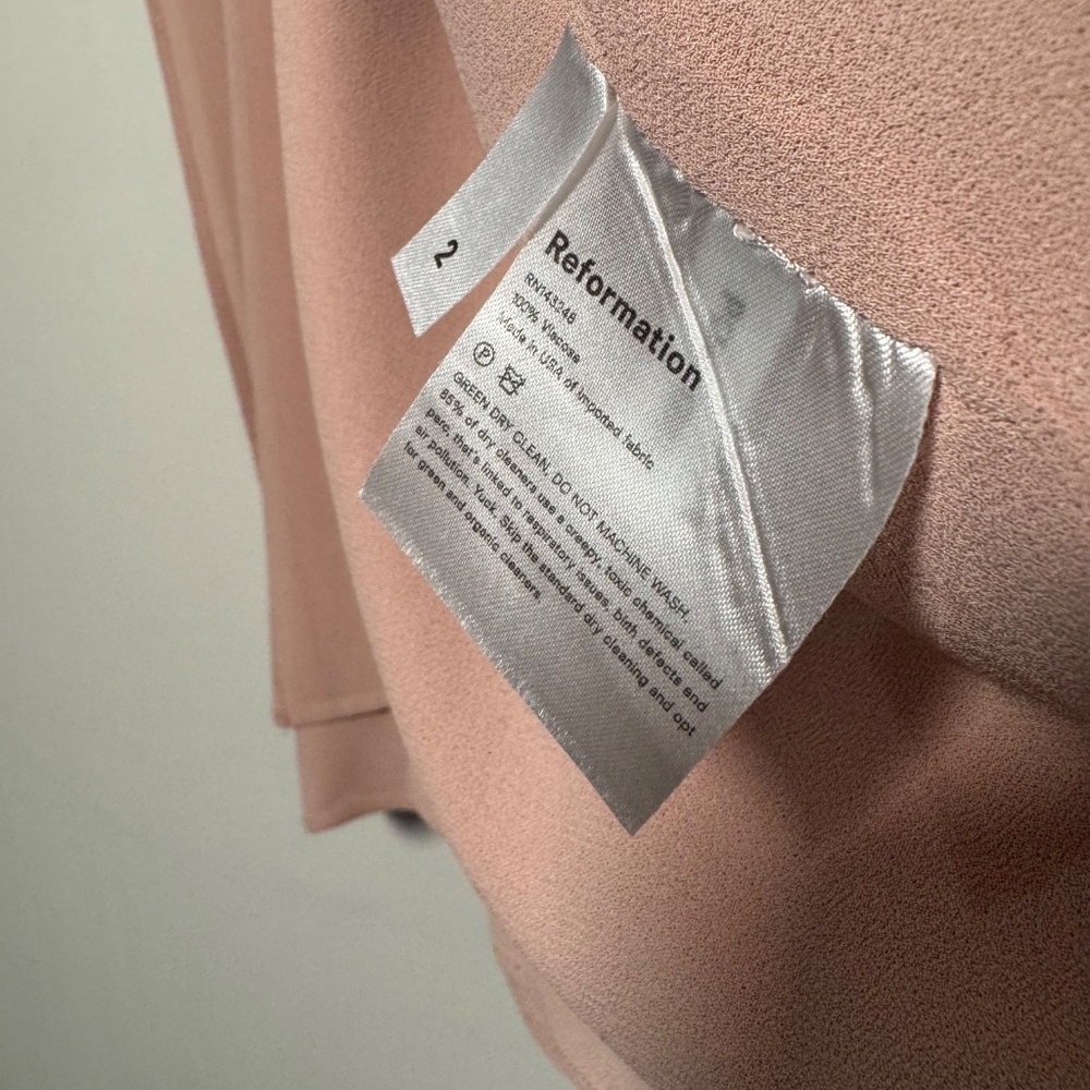 Reformation Blush Petal Pink Gala Midi Dress Sz 2 - Picture 15 of 15